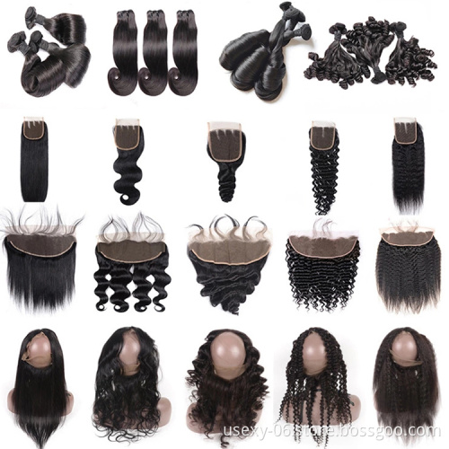 Bundles virgin hair with frontals,virgin hair bundles with lace closure,360 mink human hair bundles with hd lace frontal closure